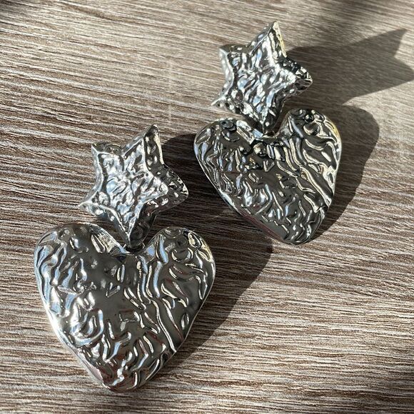 Heart shape drop earrings N42 - Picture 2 of 5